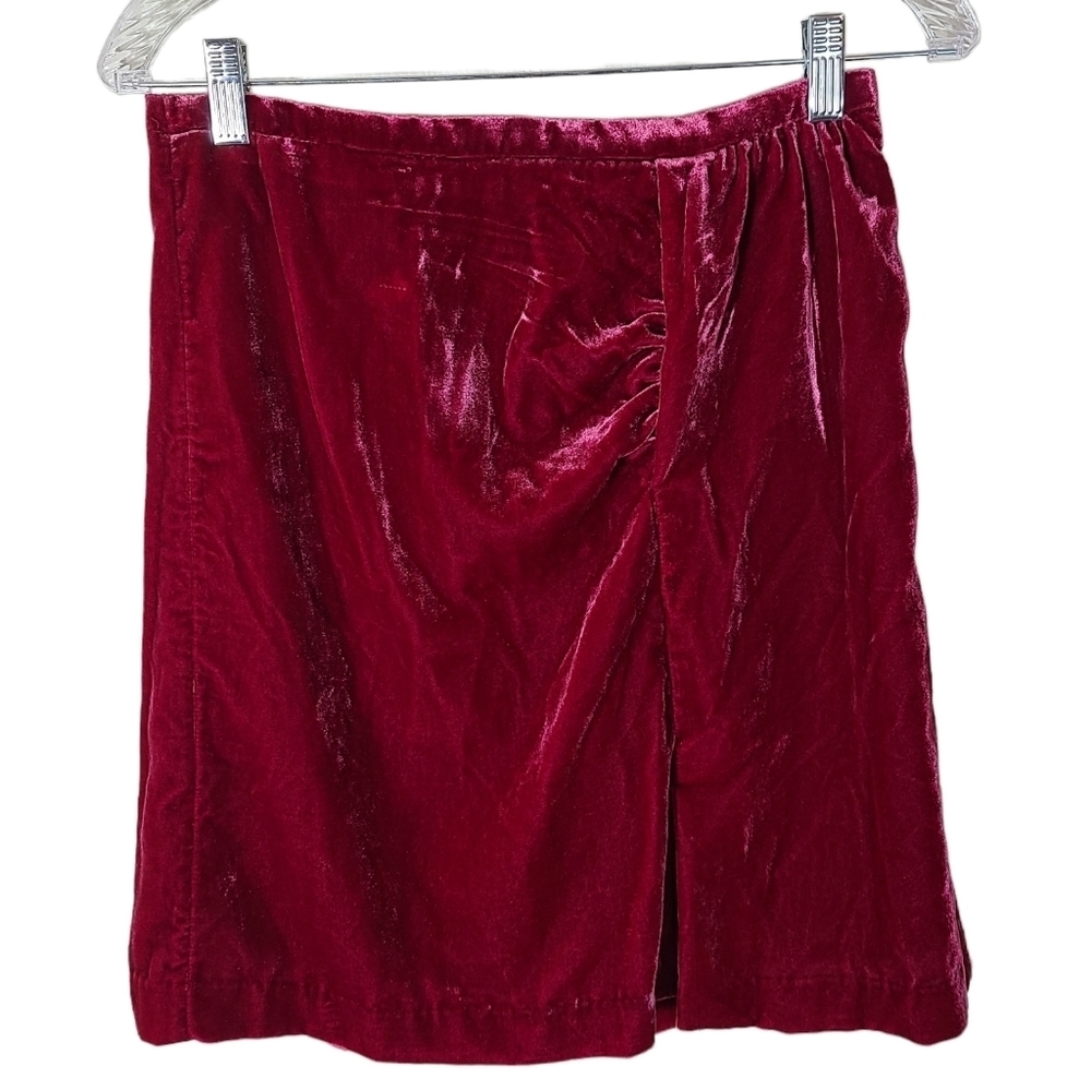 NEW Anthropologie Montie velvet mini skirt raspberry Women's 6 Holiday